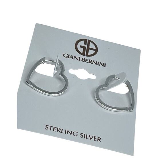 Sterling Silver Heart Hoop Earrings Chic Trendy Fashion Stylish Minimal NWT - Picture 10 of 12